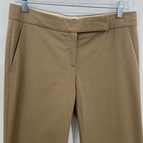 THEORY Light Brown Tan Wide Leg Flare Cotton Blend Mid Rise Trouser Pants Size 6 - Picture 4 of 7